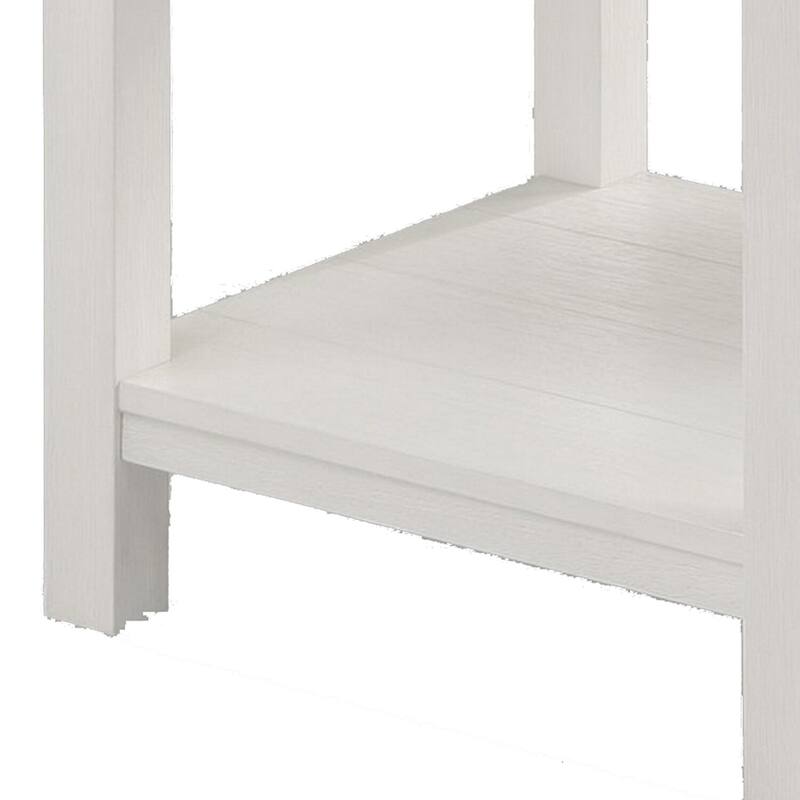 22 in. White and Brown Square Wood End Table, Sturdy Build End Side Table for Living Rooms