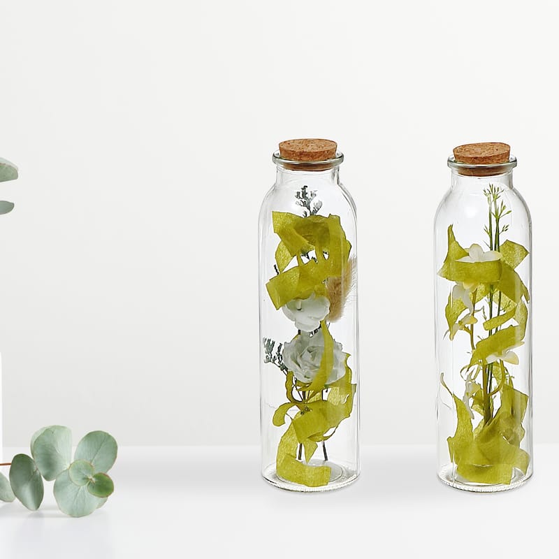 IH Casa Decor Dried Floral Arrangement In Glass Tube Asstd - Set of 2 - Green