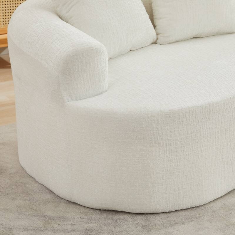 63.2" Modern Small Loveseat Sofa, Chenille Boneless Couch, Deep Seat Sofa with 3 Pillows