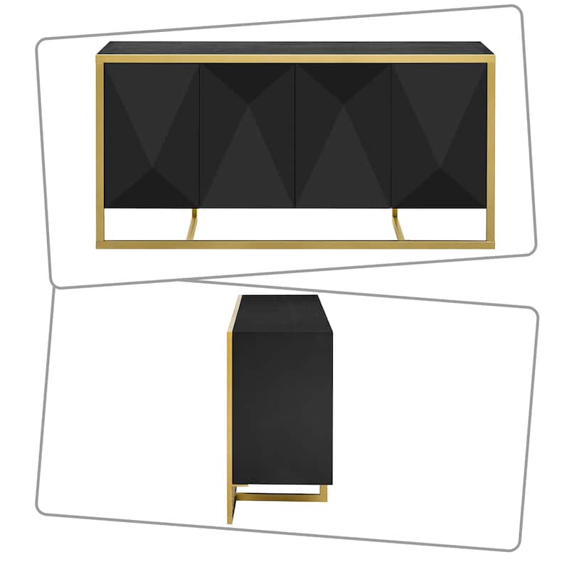 Modern luxury style sideboard with metal base and shelves for bedroom kitchen living room hallway
