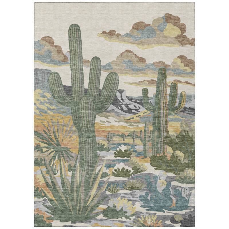 Machine Washable Indoor/ Outdoor Southwestern Mesa Chantille Rug