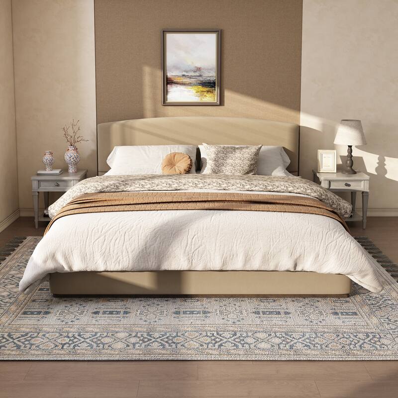 Christopher Knight Home - Modern Velvet Upholstered Bed Frame with Solid Wood Base