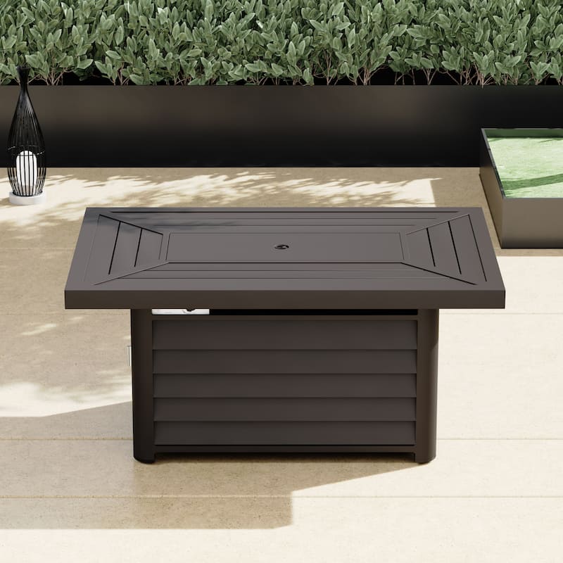 Corvus Wevok Rectangle Aluminum Propane Fire Pit Table