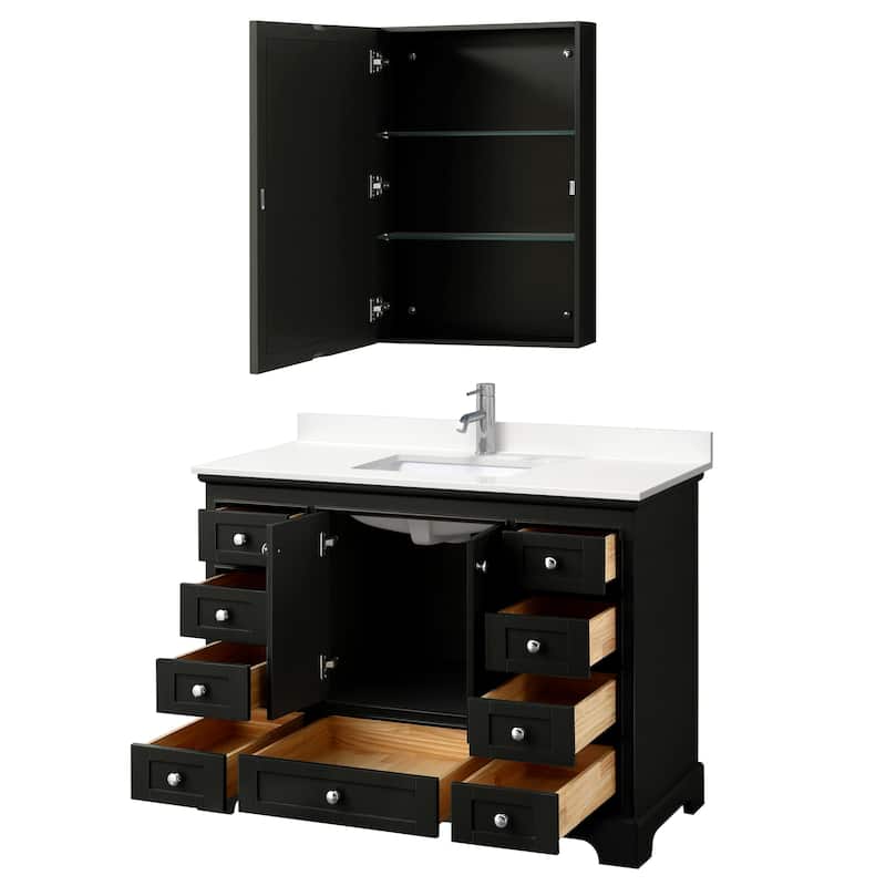 Deborah 48-inch Single Vanity, Quartz Top, Medicine Cabinet