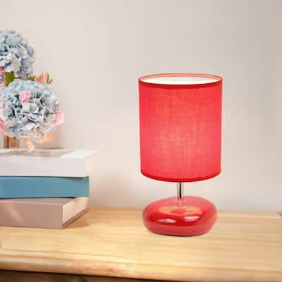 Traditional Mini Round Rock Table Lamp with Drum Shade - 10.25" - Red