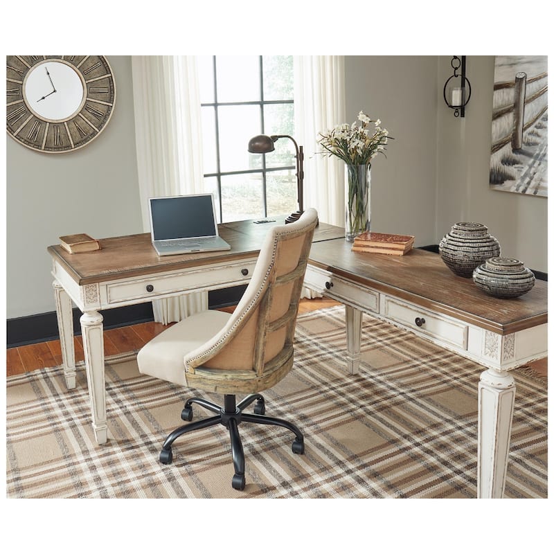 Realyn White/Brown Home Office Lift Top Desk