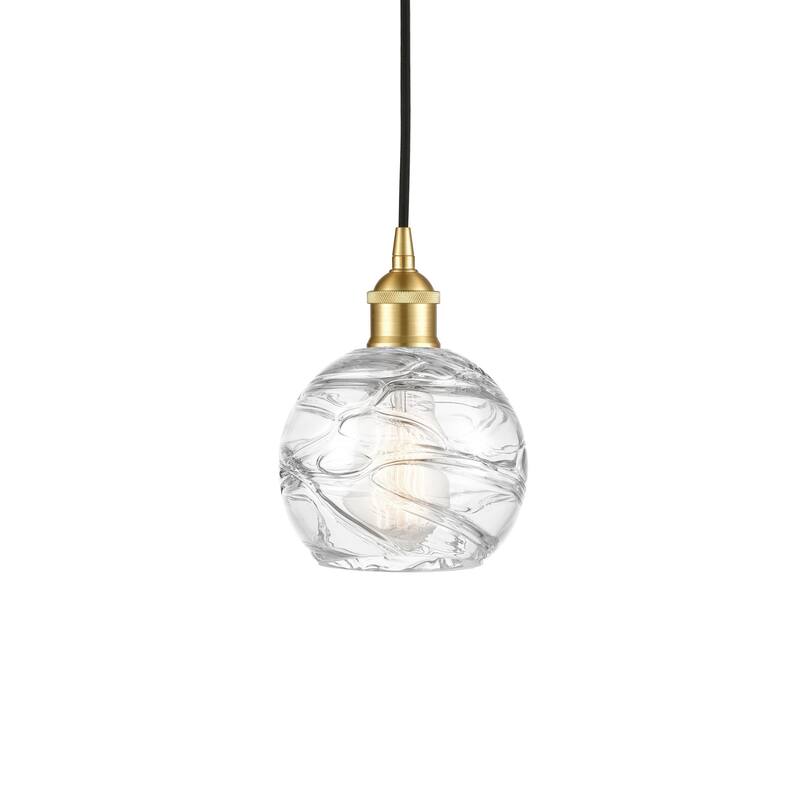 Innovations Lighting 616-1P-9-6 Athens Pendant Athens 6" Wide Mini - Satin Gold / Clear Deco Swirl