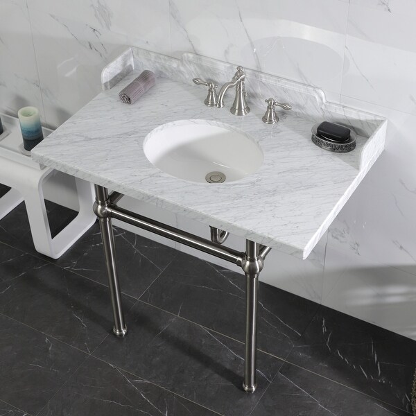 Kingston Brass Pemberton 36-Inch Carrara Marble Console Sink with