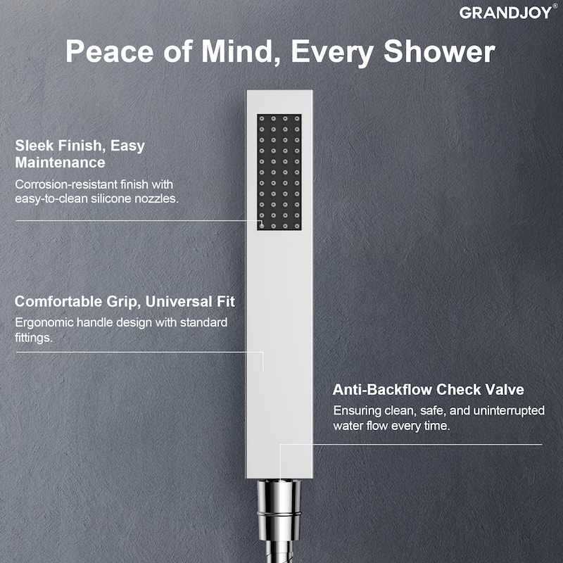 GRANDJOY 12" Rainfall Shower Head 3-Function Shower System with Adjustable Handheld Spray