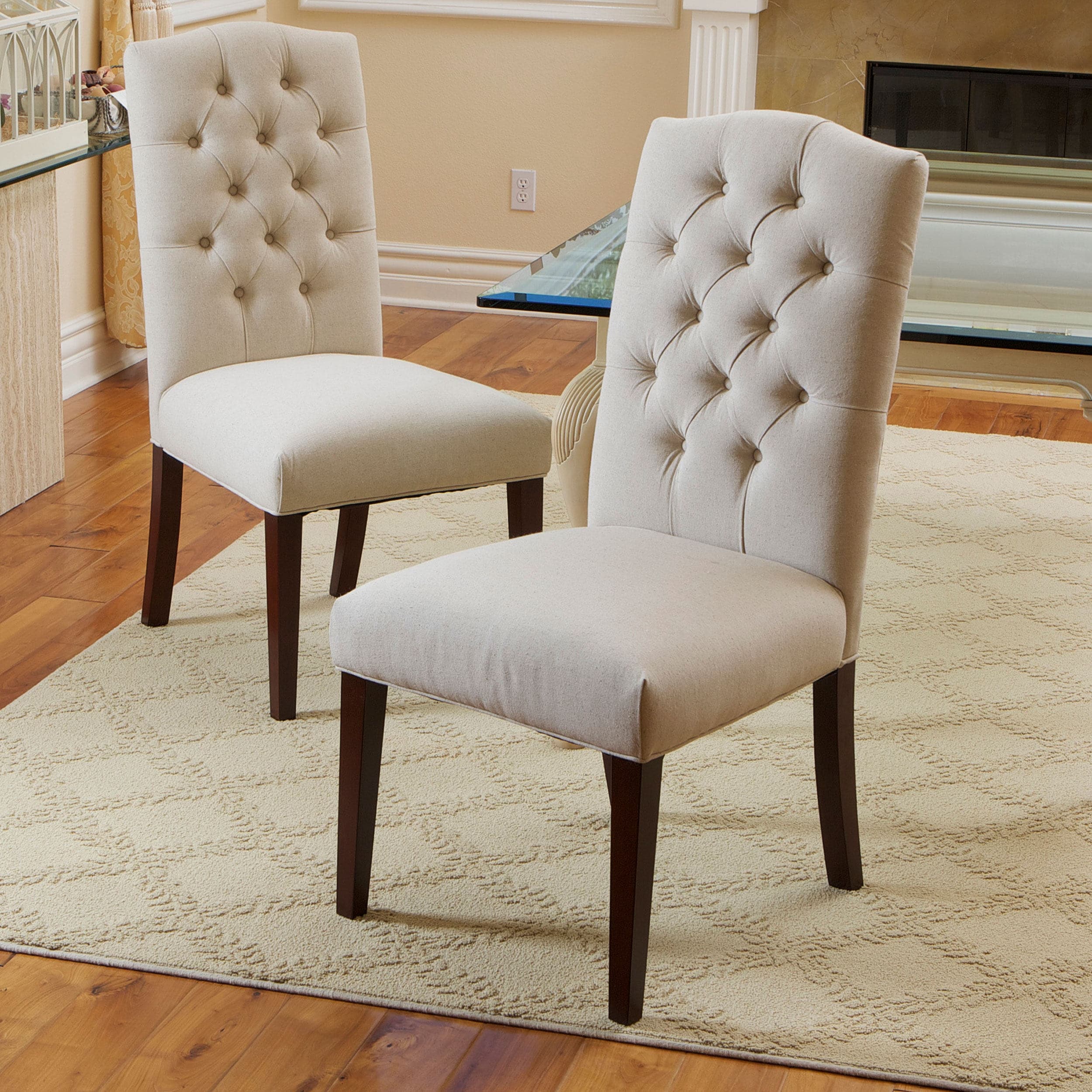 Crown Fabric Off-white Dining Chairs (Set of 2) by Christopher Knight Home