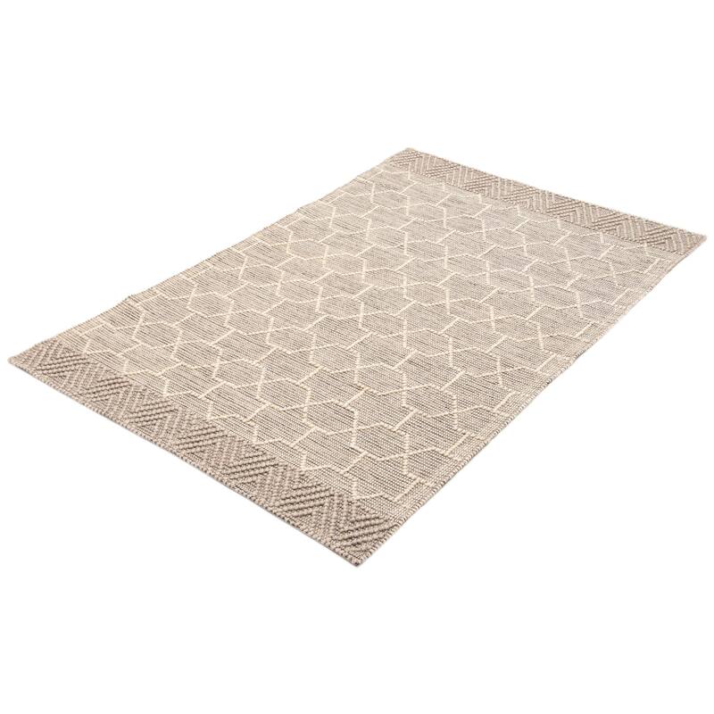 ECARPETGALLERY Braid weave Sienna Grey Wool Rug - 4'11 x 7'9