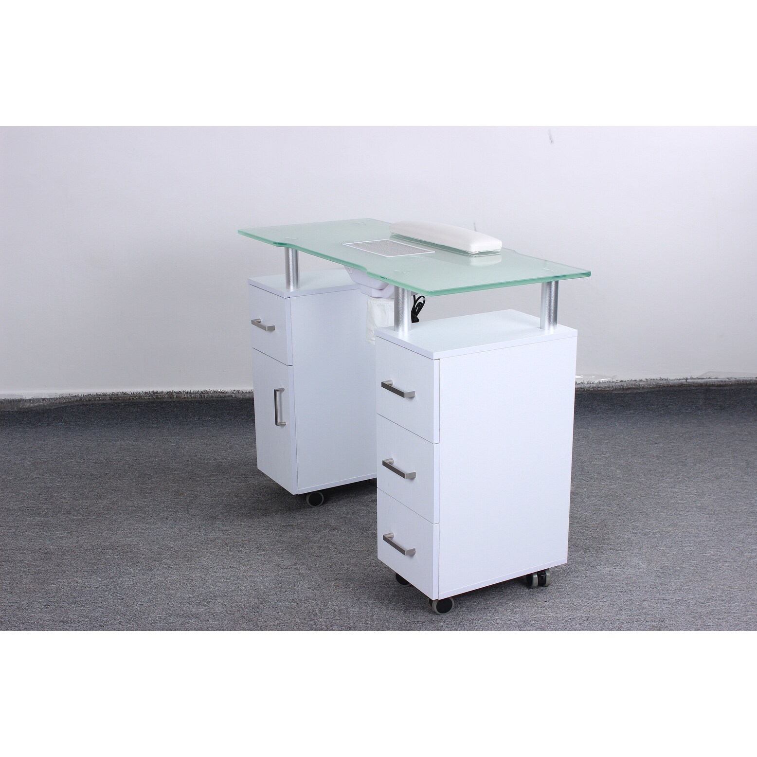 Shop Manicure Table Glasglow White Salon Nail Table Salon Furniture Equipment Overstock 30416665