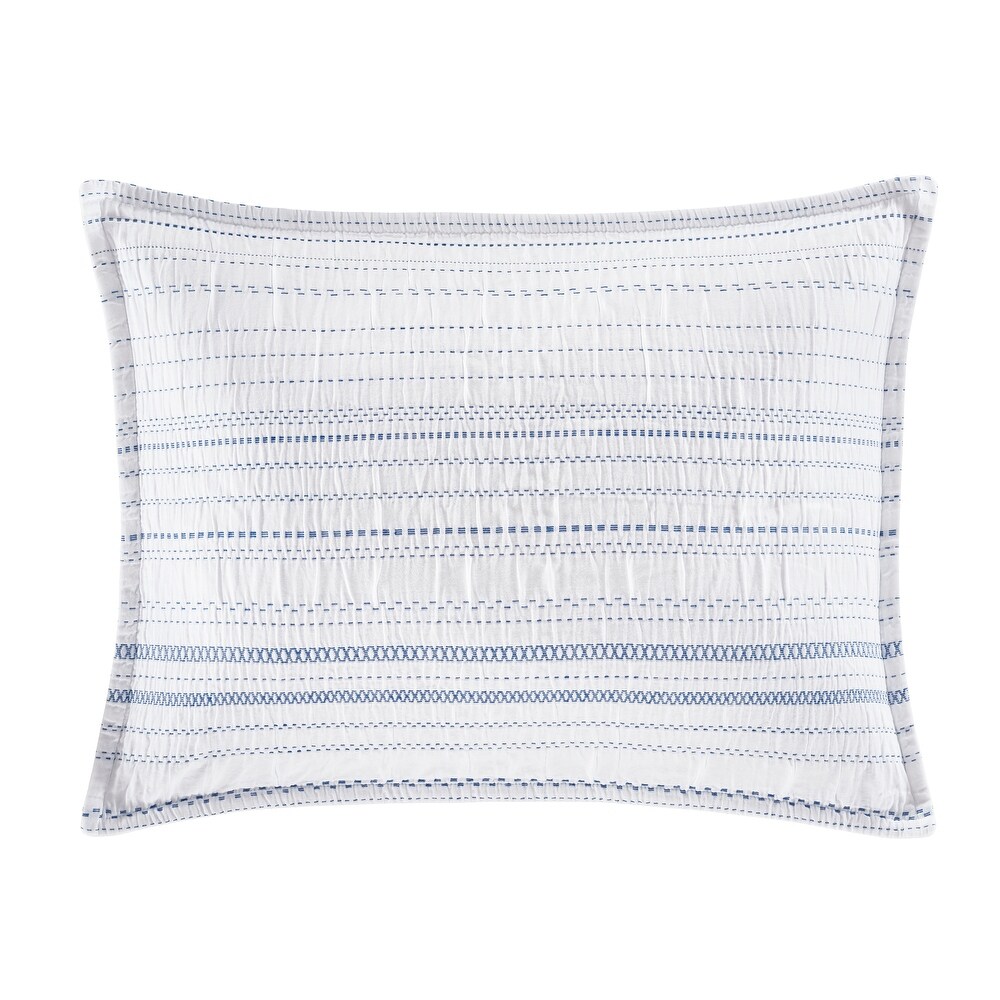 COLONIAL WILLIAMSBURG RED STRIPED PILLOW COVER WAKEFIELD BLUE STRIPE EURO SHAM 