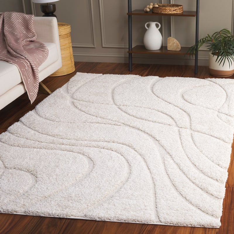 SAFAVIEH Florida Shag Sigtraud Abstract Waves 1.2-inch Thick Rug