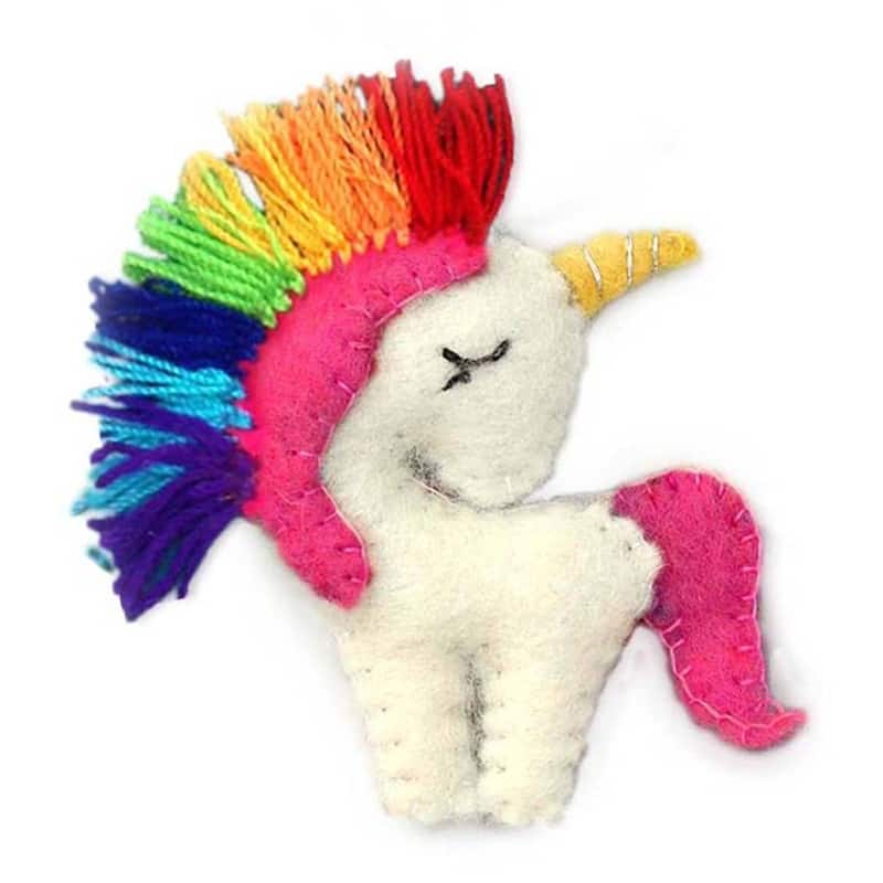 Handmade Unicorn Felt Ornaments, Set of 2