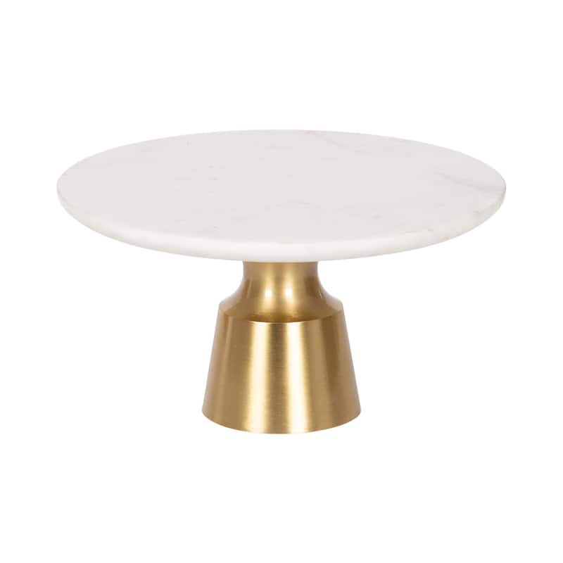 Kate and Laurel Anjana Round Cake Stand - 11x11x6 - White/Gold