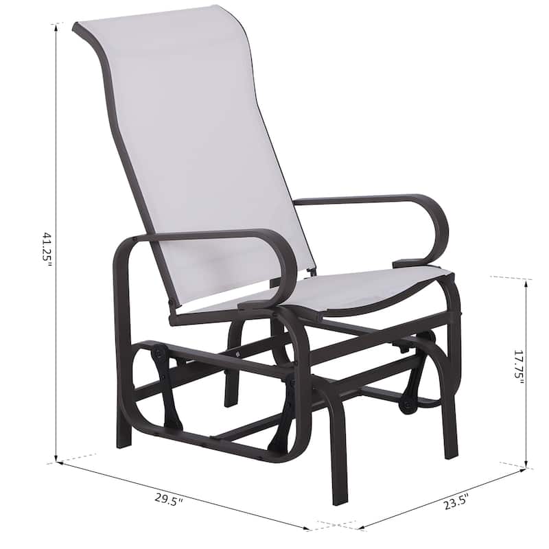 Outsunny Single Glider Patio Swing Rocking Chair with Breathable Mesh, Smooth Arms for Backyard, Garden, Lawn