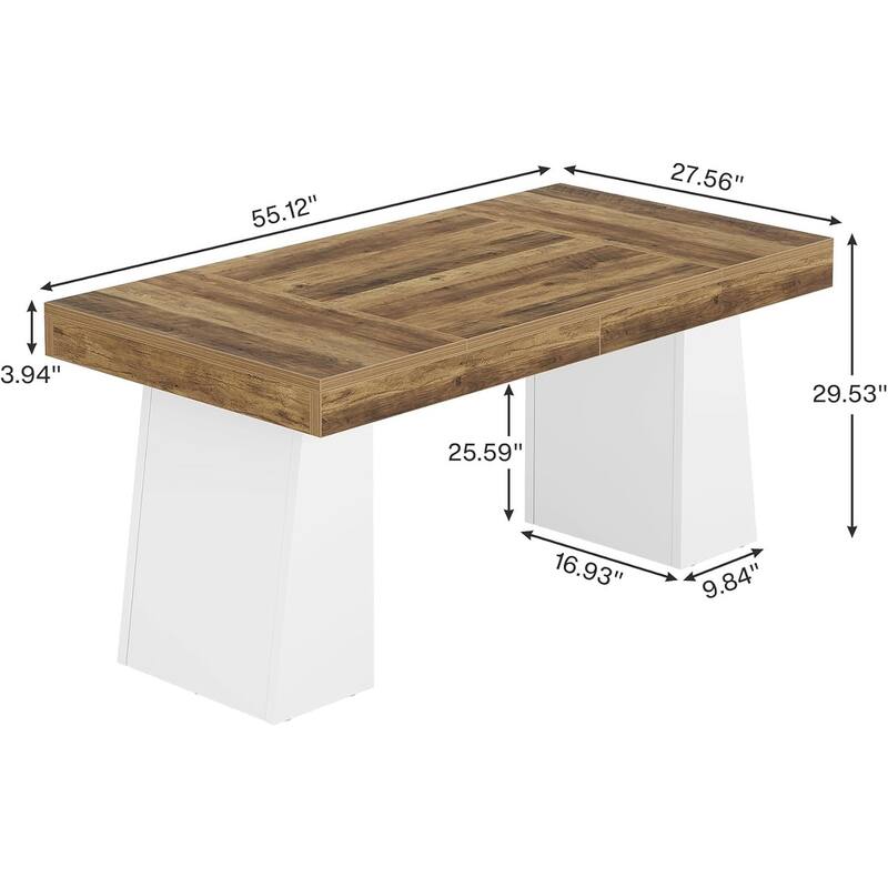 55-Inch Dining Table for 4-6, Rectangular Dining Room Table with Sturdy Legs