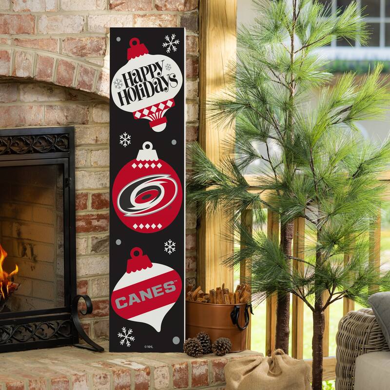 47" Double Sided Seasonal Porch Leaner, Carolina Hurricanes - 47" x 11.25" - Christmas