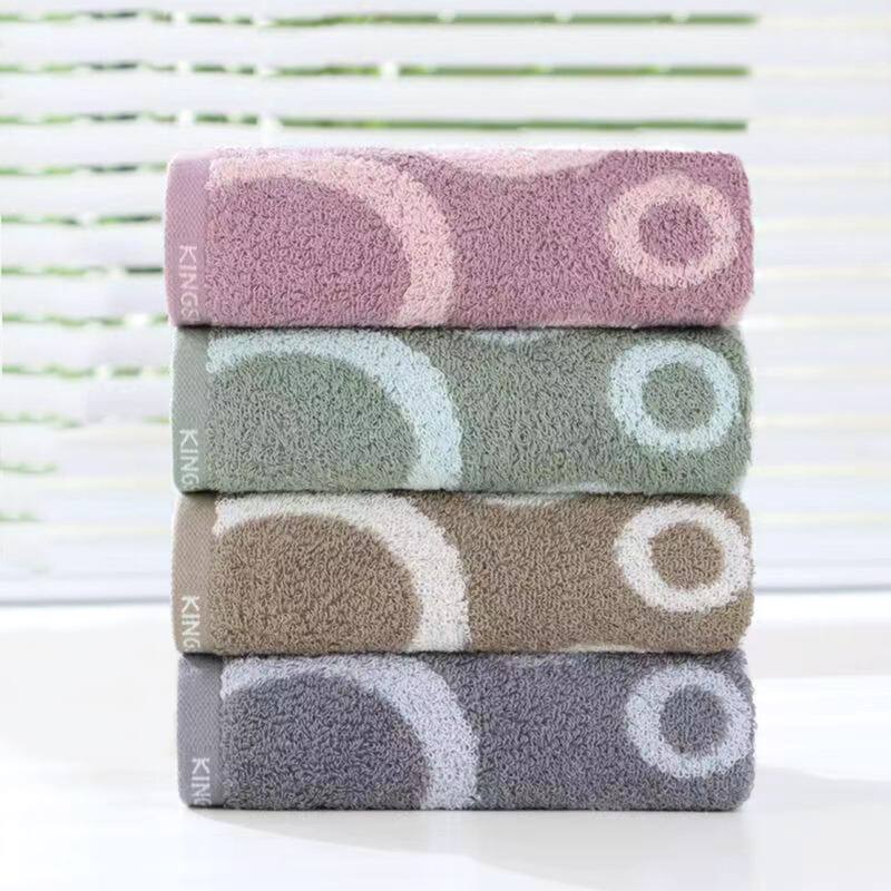 Cute Round Geometric Pattern Hand Towels, Cotton Comfortable Highly Absorbent Bathroom Towel for Hand Drying and Face Washing