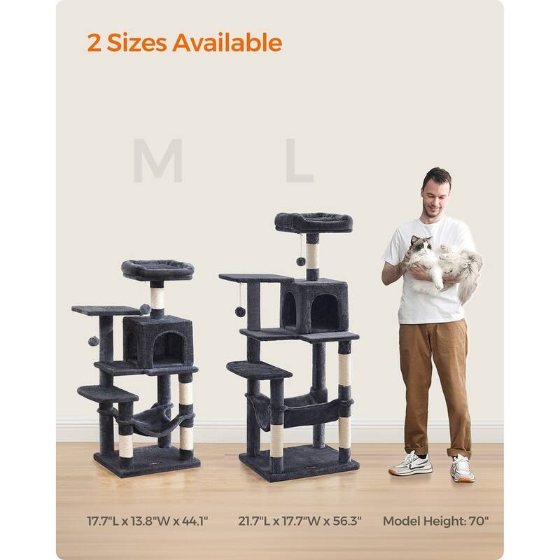 Plush Multi-Level Cat Tree with Sisal-Covered Scratching Posts and Cozy Hideouts for Indoor Cats