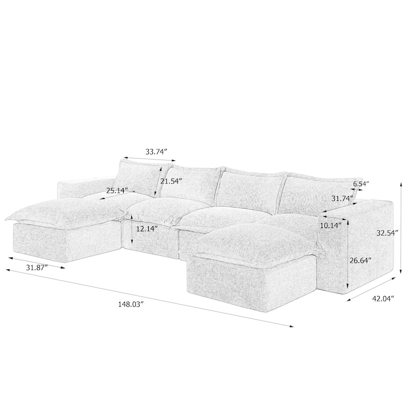 Comfy Cloud Couch Plush Modular Sectional Sofa For Living Room