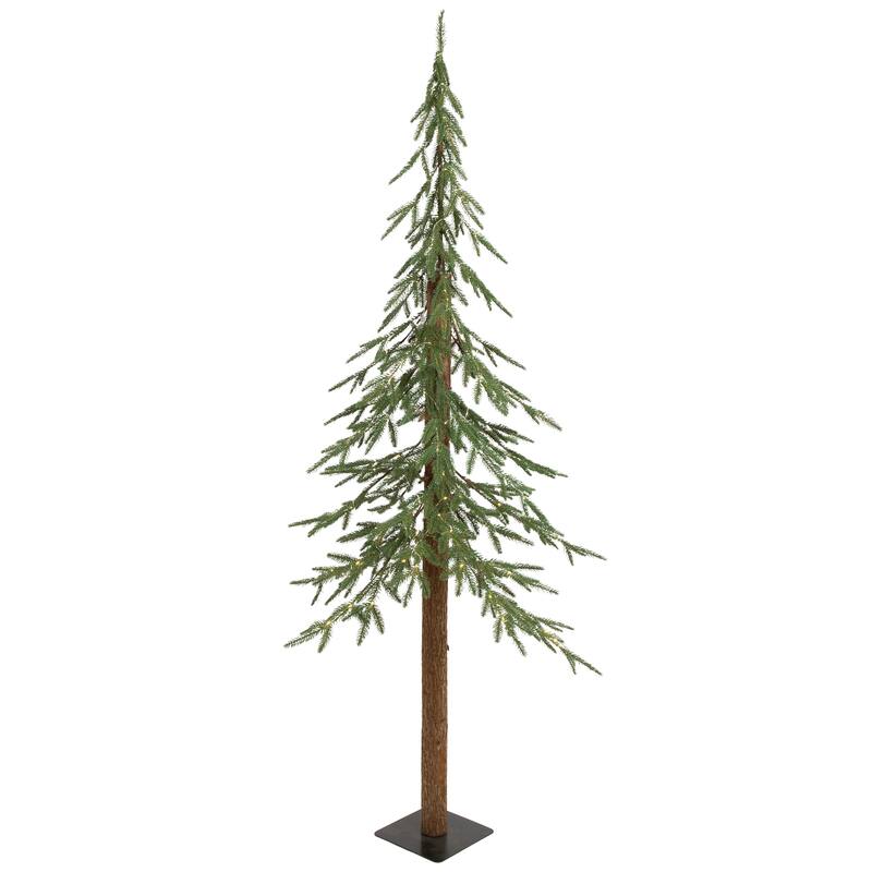 Pre-Lit Medium Alpine Artificial Christmas Tree - 6' - Clear LED Lights - 6 Foot
