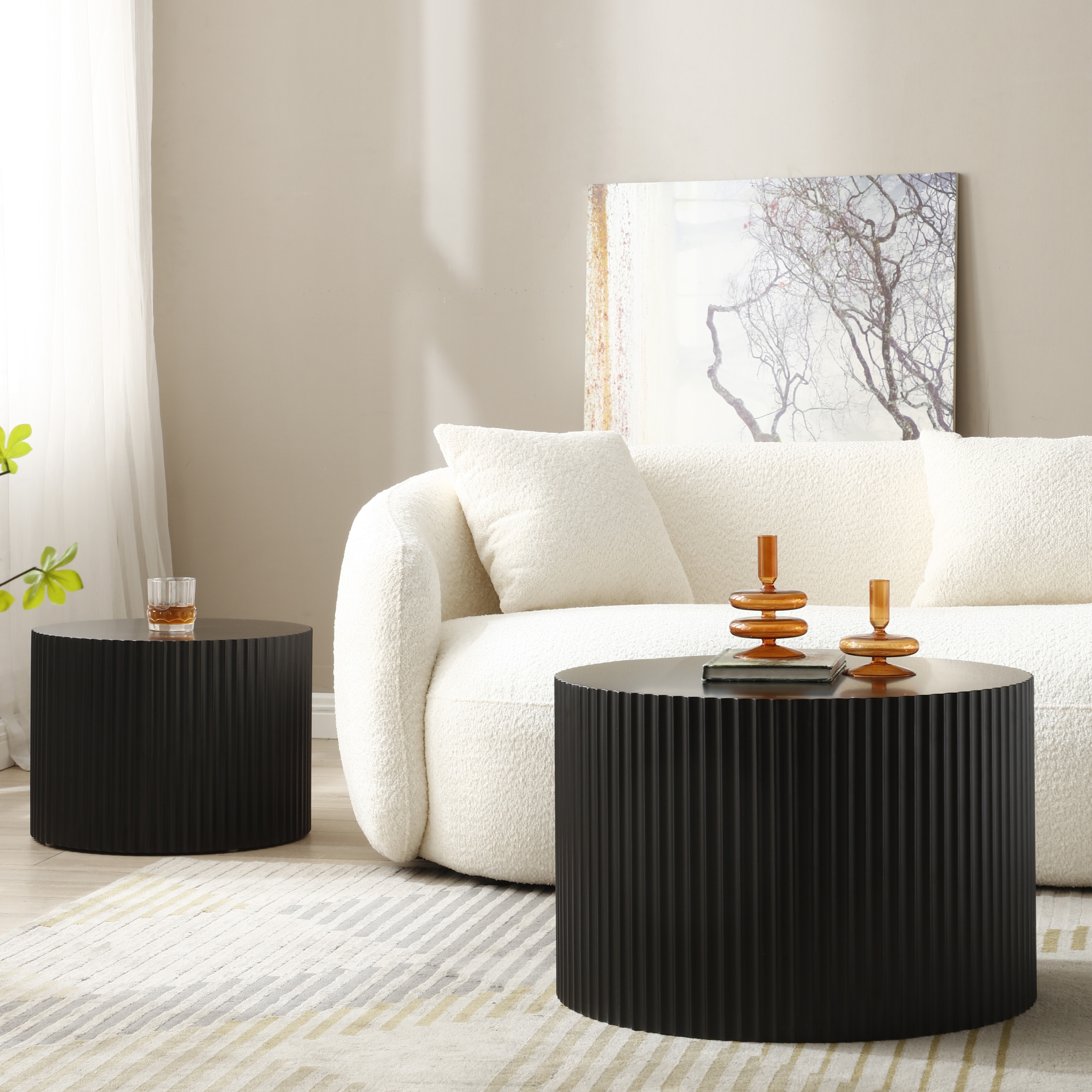 Modern Glam Relief Carving Round Accent Nesting Side Fluted Coffee Tables  Set (2 Pack) - On Sale - Bed Bath & Beyond - 38119607