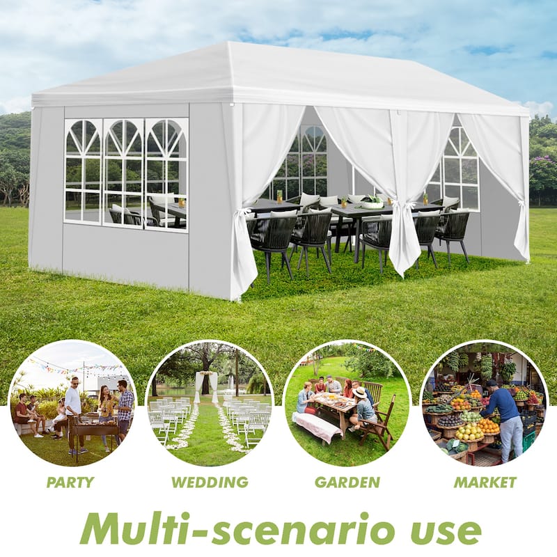 10 ft. x 20 ft. White Pop Up Canopy Tent with 6 Removable Sidewalls Portable Gazebo Wedding Tents for Parties BBQ Events