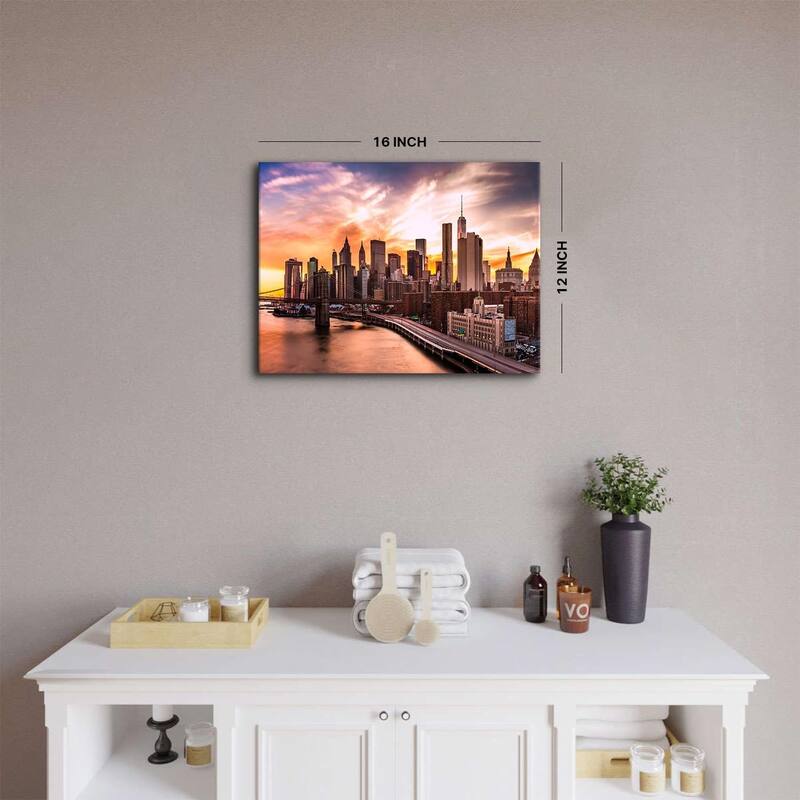 Brooklyn Bridge Skyline Wall Decor Sunset Cityscape Poster