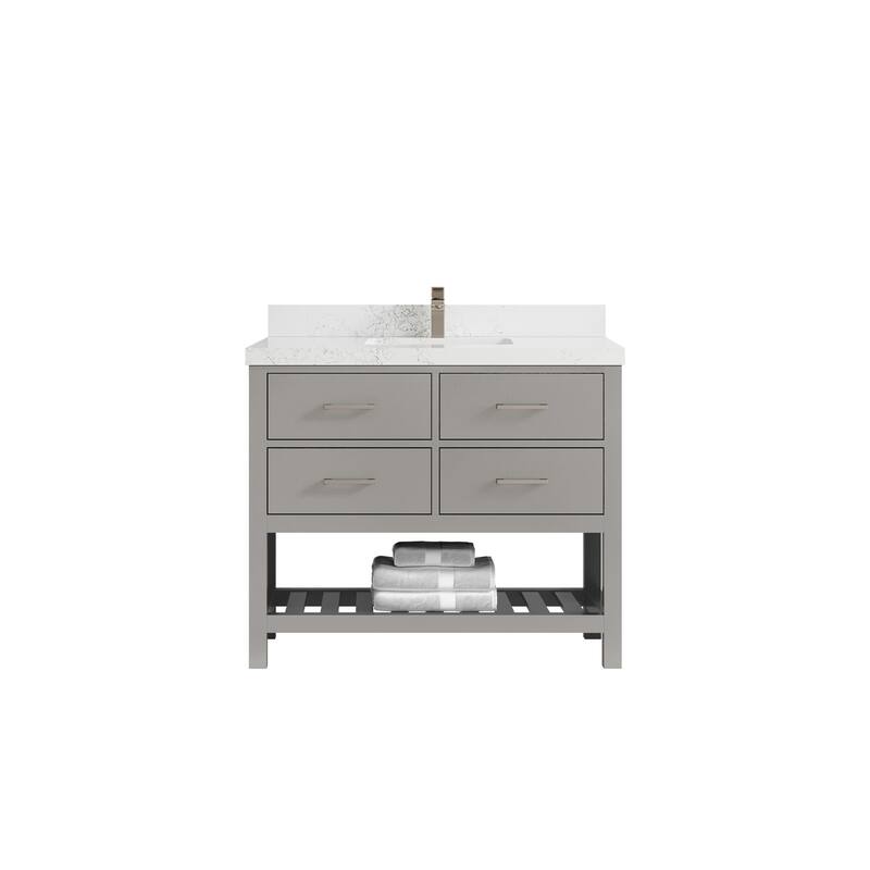 Willow Collections 42 in. W x 22 in. D Parker Single Sink Bathroom Vanity with Countertop - 2" Empira - Elephant Skin Gray