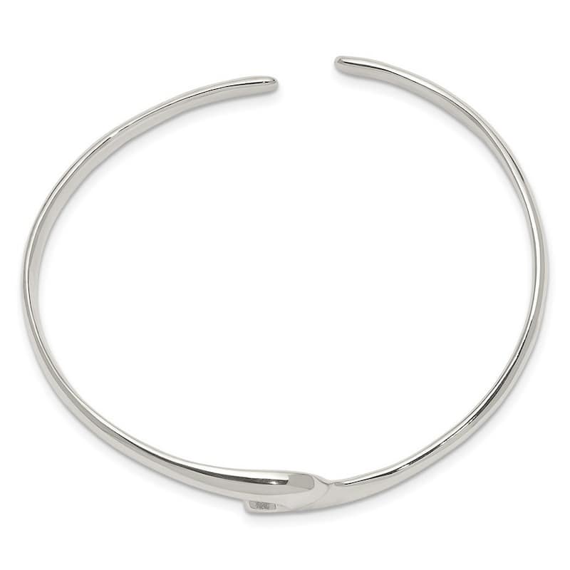 Curata 925 Sterling Silver 8mm Abstract Modern Cuff Stackable Bangle Bracelet