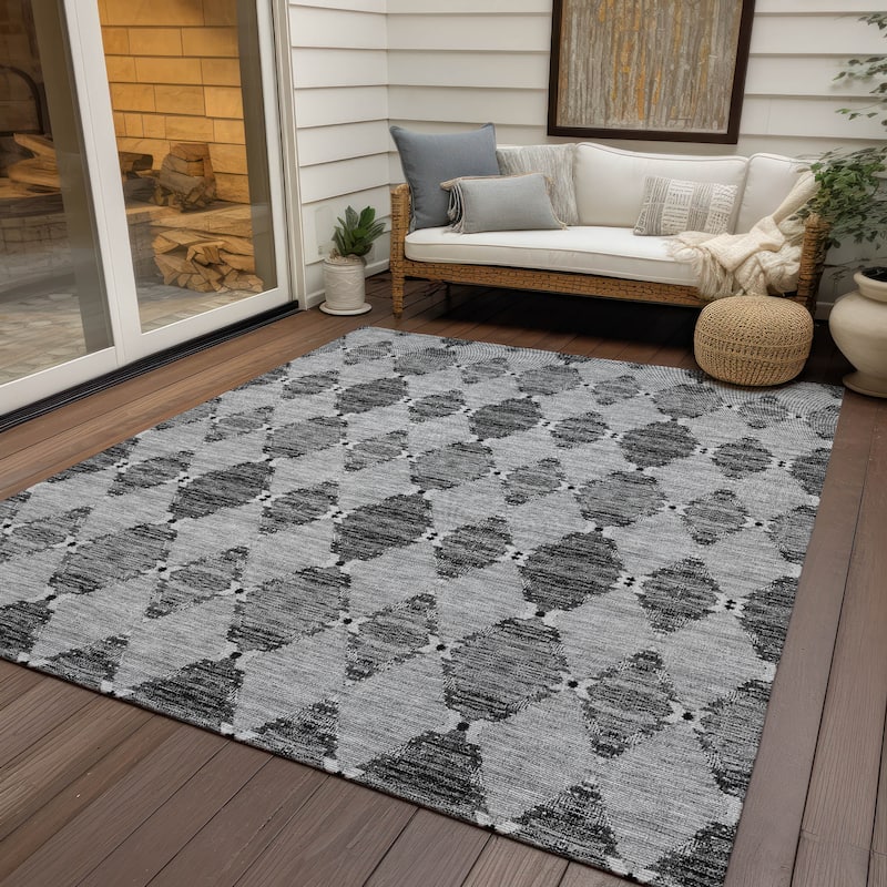 Machine Washable Indoor/ Outdoor Chantille Modern Boho Damask Rug