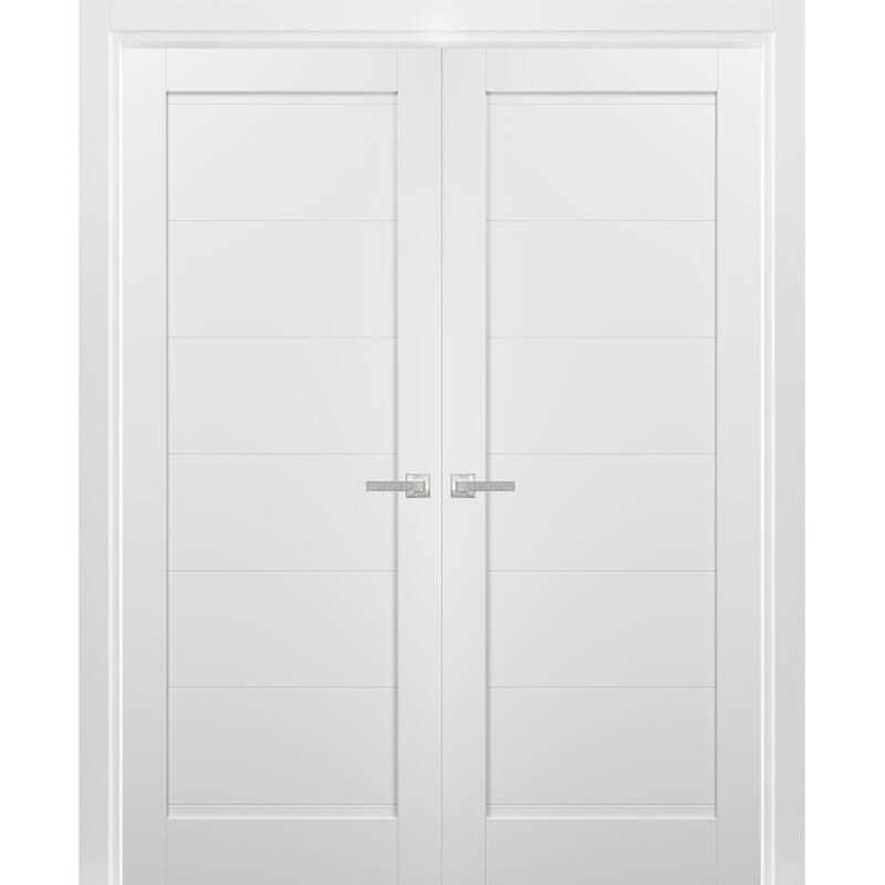 French Double Panel Doors Hardware / Quadro 4115 White Silk