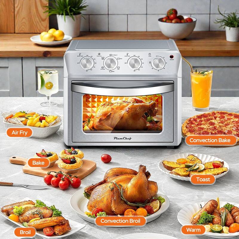 27.5QT Air Fryer Oven, 6-in-1 Countertop Convection Oven with Dehydrate, 1600W, 4 Knob Control