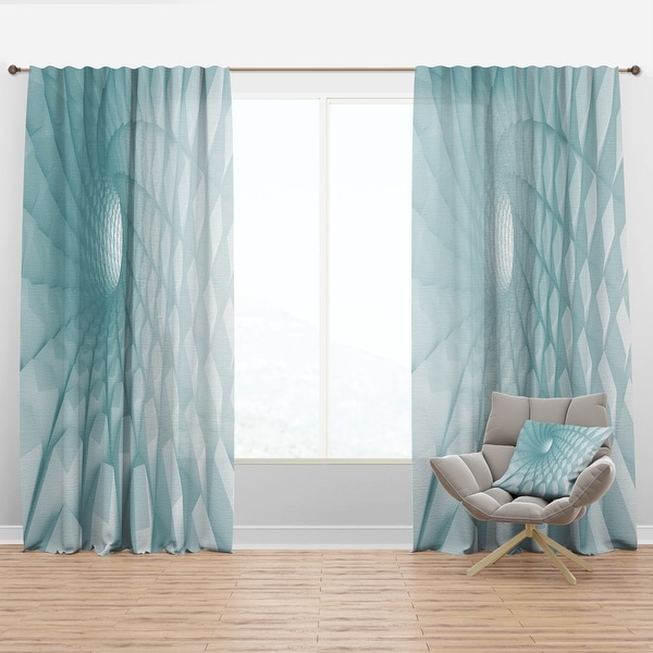 Designart '3D Light Blue Geometric Tunnel' Modern Curtain Panel. Opens flyout.