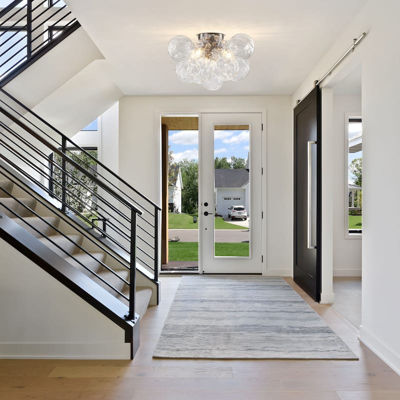 Starsky 3-Light 15in. Contemporary Textured Clear Glass Bubble Semi Flush Mount