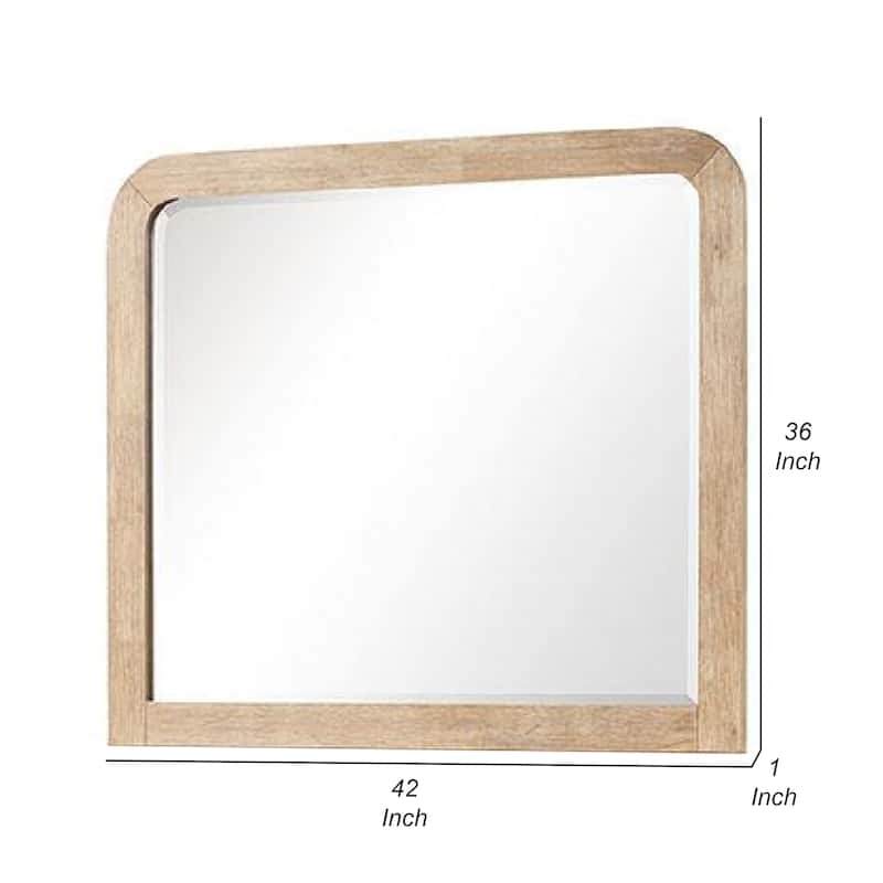 Rexa Dresser Mirror, Beveled Glass, Natural Brown Solid Wood, 36x42 - Natural Brown