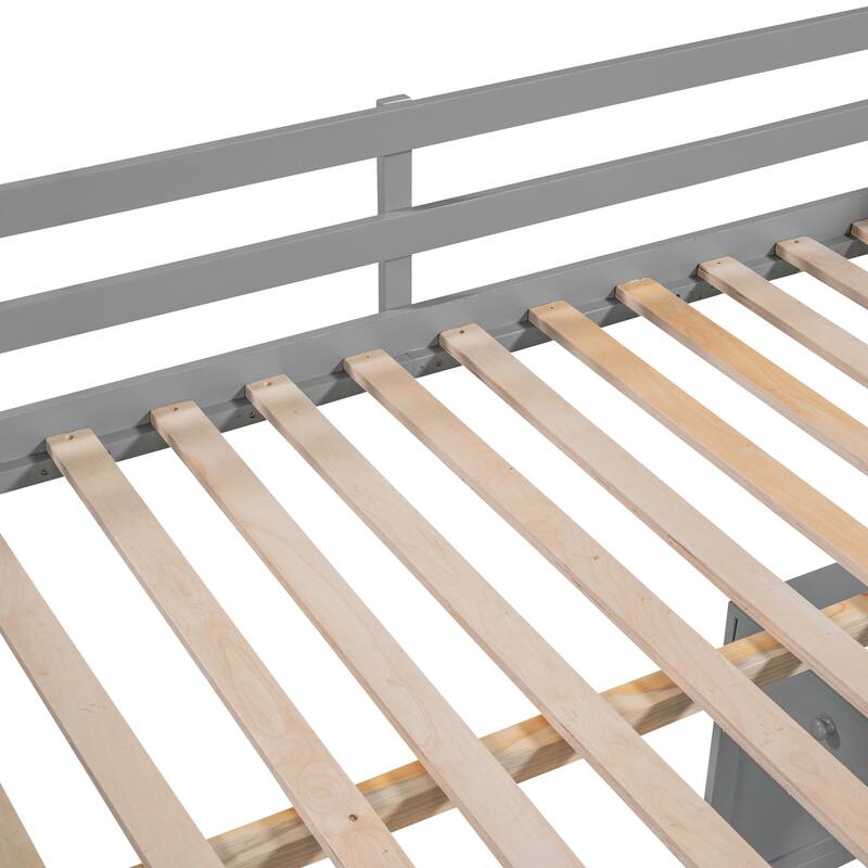 Space-Saving Twin/Full Loft Bed with Ladder, Desk, Shelves, and Drawers, for Kids/Teens