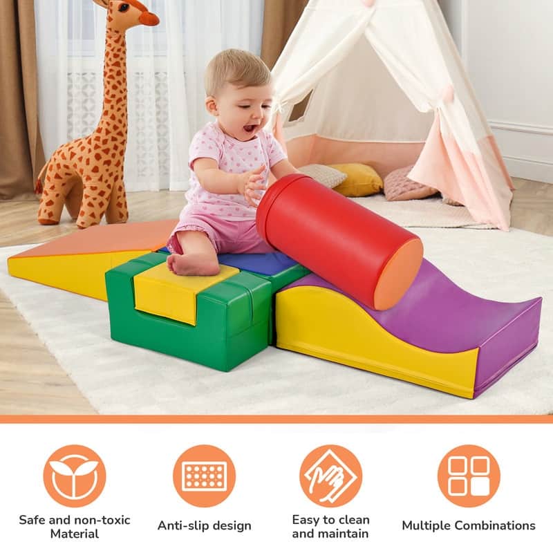 6 in 1 Soft Climb and Crawl Foam Playset , Soft Play Equipment Climb and Crawl Playground