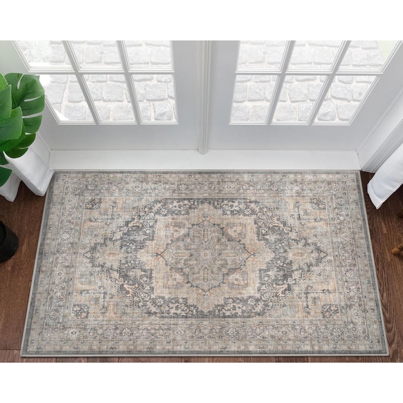 Well Woven Apollo Tirana Medallion Flat-Weave Area Rug - 3' 3" x 5' - Light Grey - Rectangle