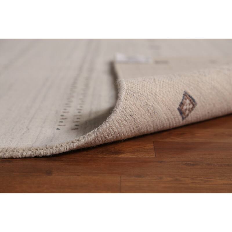 Tribal Beige Gabbeh Area Rug Handmade Modern Wool Carpet - 5'4" x 7'9"
