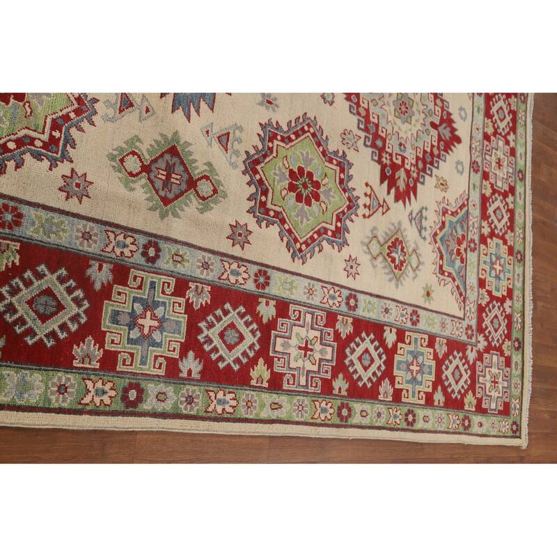 Traditional Beige Kazak Area Rug Handmade Wool Carpet - 6'8" x 9'8"