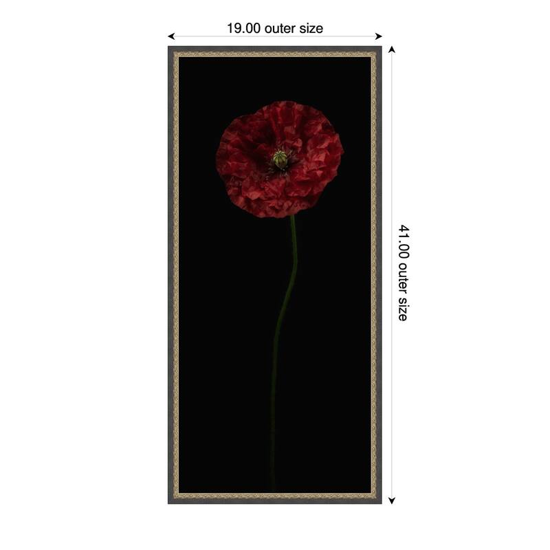 Long-stemmed by Lotte Gronkjar Wood Framed Wall Art Print - Bronze - 19 x 41 in