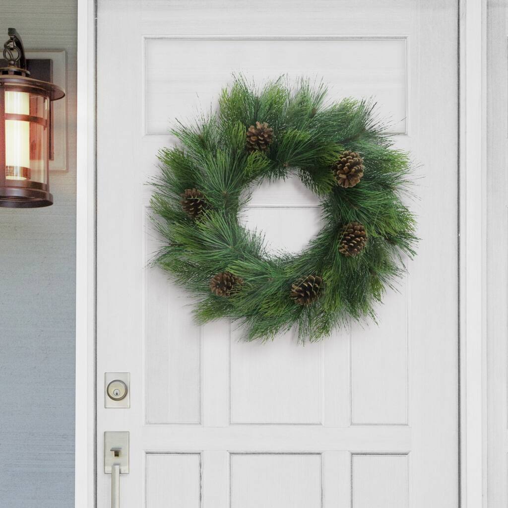 Pine Needle with Pine Cones Artificial Christmas Wreath - 24" - Unlit