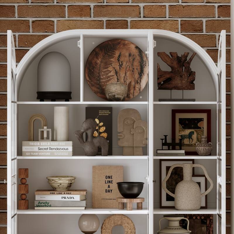 Glass Door Display Cabinet with Storage DrawersBookcase with Wooden Legs