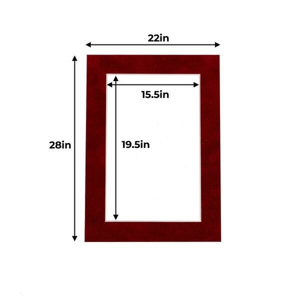 22x28 Mat for 16x20 Photo Bright Red Suede Matboard for Frames