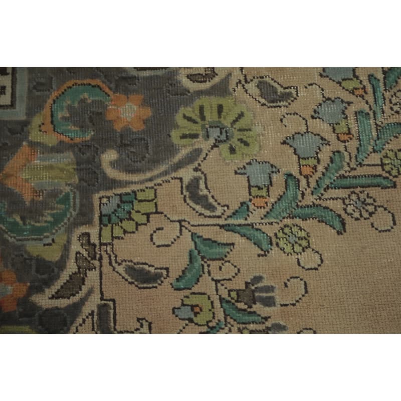 Hand Knotted Oriental 100% Wool Carpet Traditional Floral Beige & Ivories Tabriz Area Rug - 12' 9'' X 9' 8''
