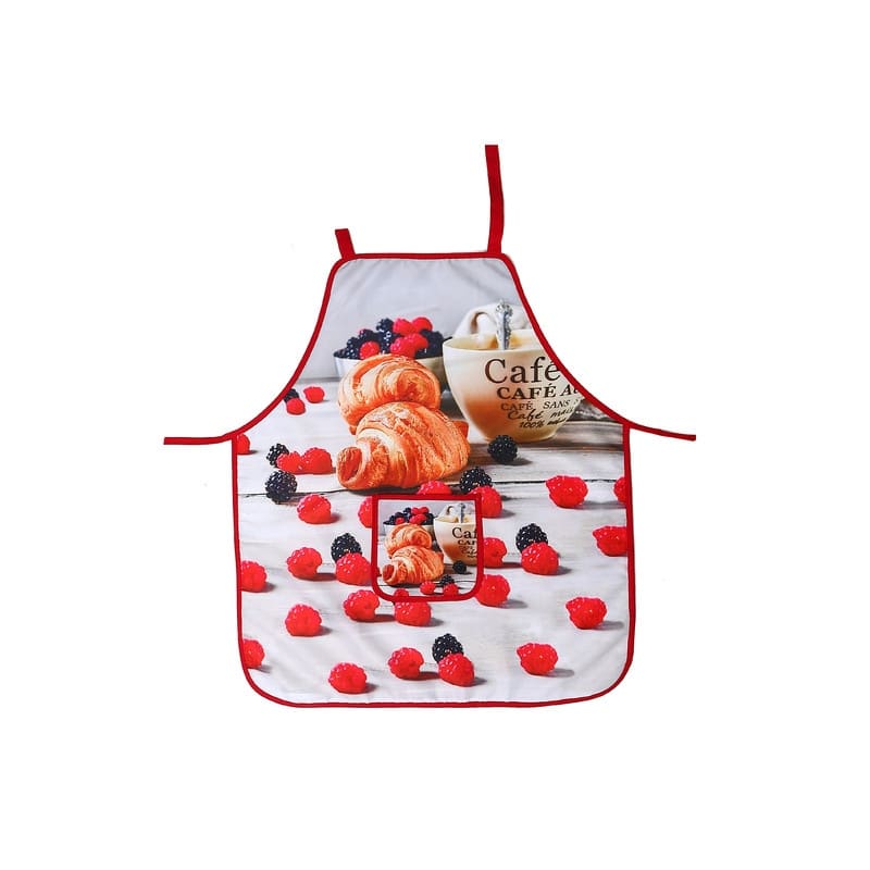 Apron With Pocket (Croissant Cafe) - Set of 2 - Multicolor