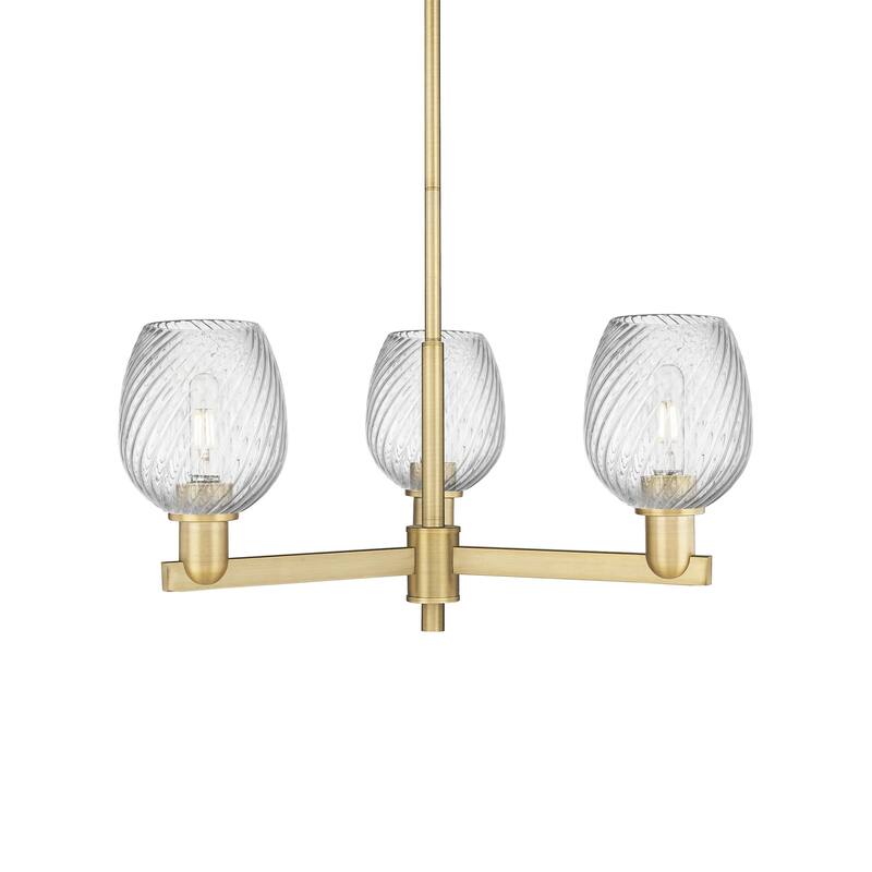 Innovations Lighting 716-3CR-12-28 Salina Chandelier Salina 3 Light - Brushed Brass / Clear Spiral Fluted